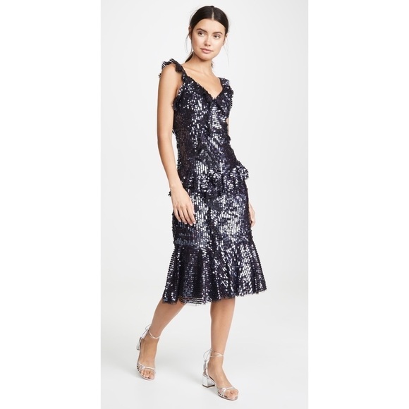 needle and thread scarlett sequin dress Needle and Thread Scarlett Frilled V-neck Sequinned